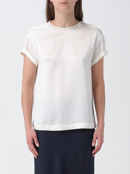 26SS 브루넬로 쿠치넬리 실크 크루넥 탑 M0C59DE310 C600 White