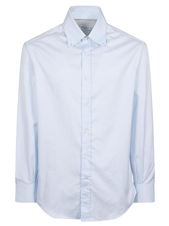 26SS 브루넬로 쿠치넬리 버튼다운 칼라 셔츠 MBUC40038 C735 Azzurro