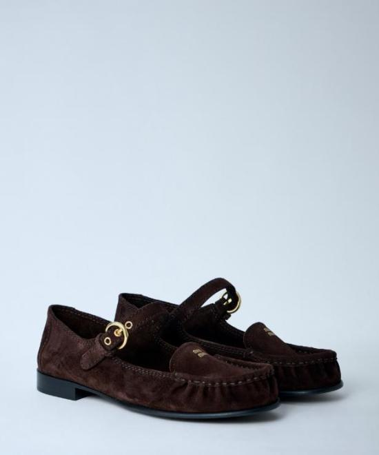 26SS 미우미우 스트랩 레더 로퍼 5D563EF015054 F0003 MORO - MIU MIU