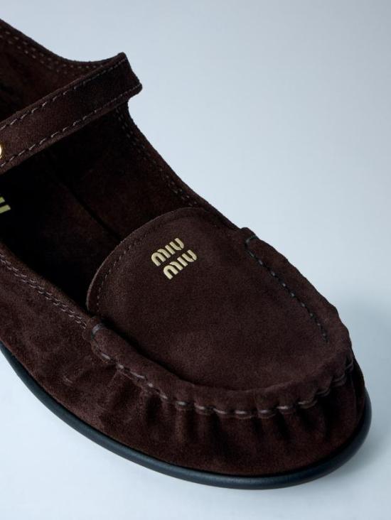 26SS 미우미우 스트랩 레더 로퍼 5D563EF015054 F0003 MORO - MIU MIU