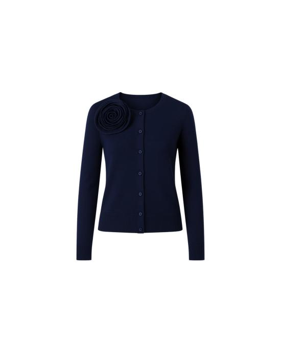  레라 로즈 가디건 로즈 디테일 니트  네이비