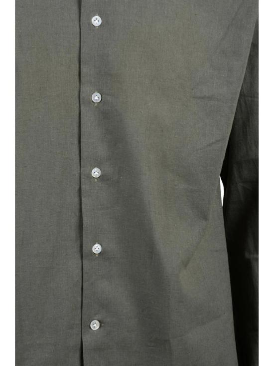 25SS 보리엘로 긴팔 셔츠 녹색 면 린넨 - BORRIELLO