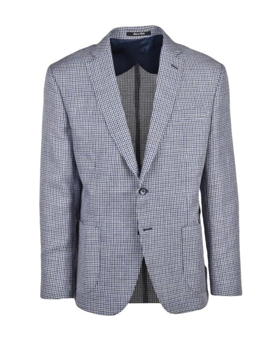  Sartoria Italiana 수트 자켓 화이트 블루 린넨 코튼 라운드 재킷