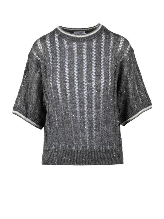 25SS 브루넬로 쿠치넬리 니트웨어 회색 린넨 나일론 여성 스웨터