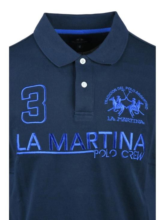  라 마티나 폴로 티셔츠 파란색 면 폴로 셔츠 - LA MARTINA