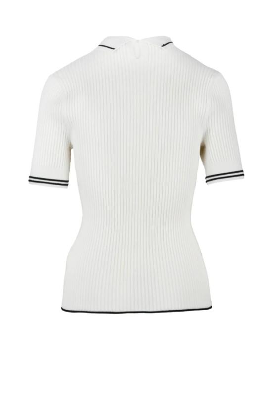 25SS 타미힐피거 폴로 티셔츠 베이지색 골지 니트 면 비스코스 폴리아미드 실크 - TOMMY HILFIGER