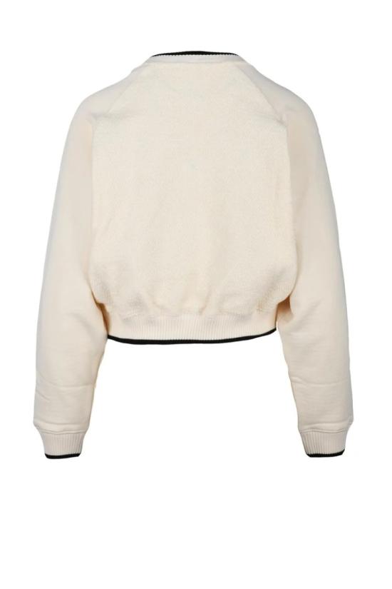  타미힐피거 긴팔 티셔츠 크림색 면 크롭 스웨트셔츠 - TOMMY HILFIGER
