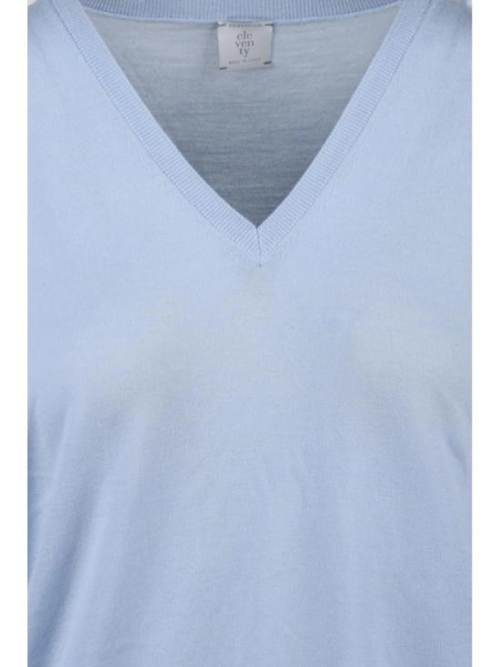 25SS 일레븐티 니트웨어 하늘색 여성용 울 브이넥 풀오버 - ELEVENTY