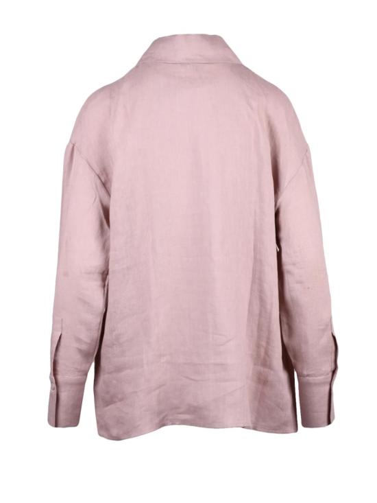 25SS 일레븐티 긴팔 티셔츠 붉은색 거즈 린넨 블라우스 - ELEVENTY