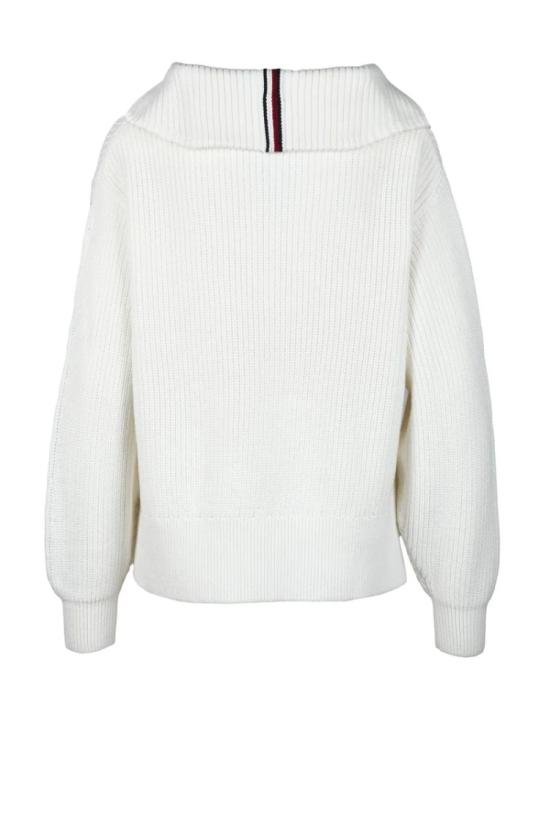  타미힐피거 스웨터 흰색 면 스웨터 - TOMMY HILFIGER