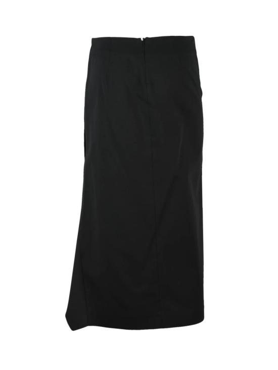 25SS 스포트막스 롱 스커트 블랙 코론 코튼 엘라스테인 플레어 - SPORTMAX