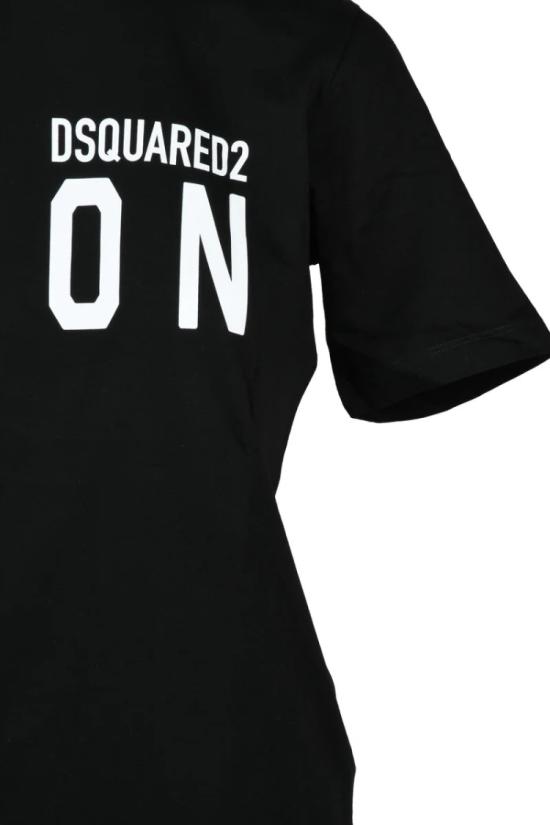  디스퀘어드2 반팔 티셔츠 블랙 여성용 면 티셔츠 - DSQUARED2