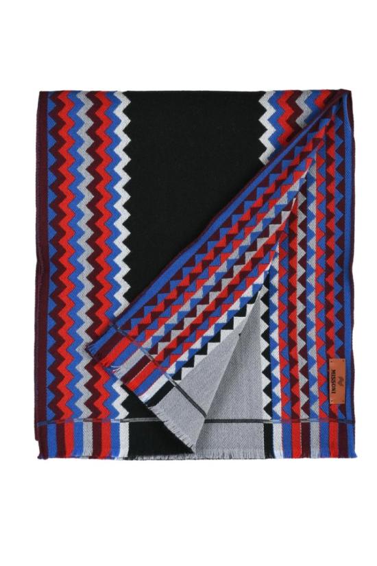  미소니 머플러/스카프 검정색과 파란색 울 스카프 - MISSONI