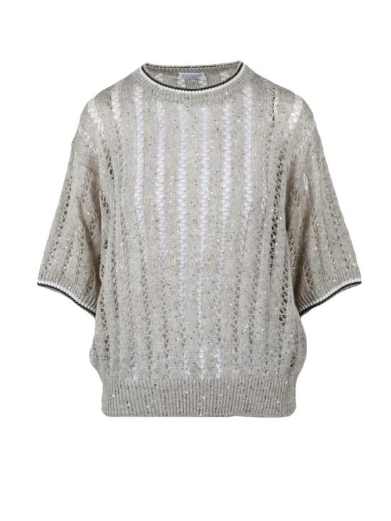 25SS 브루넬로 쿠치넬리 니트웨어 베이지 린넨 나일론 여성 스웨터