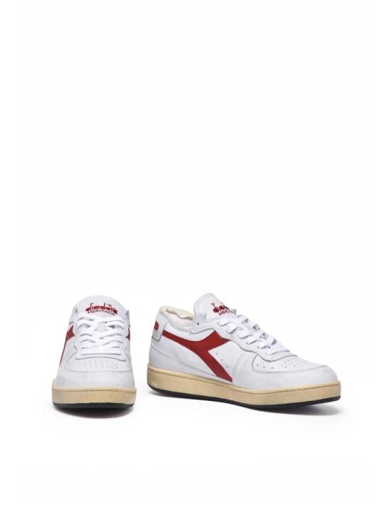  디아도라 헤리티지 스니커즈 회색과 빨간색 가죽 바스켓 로우 - DIADORA HERITAGE