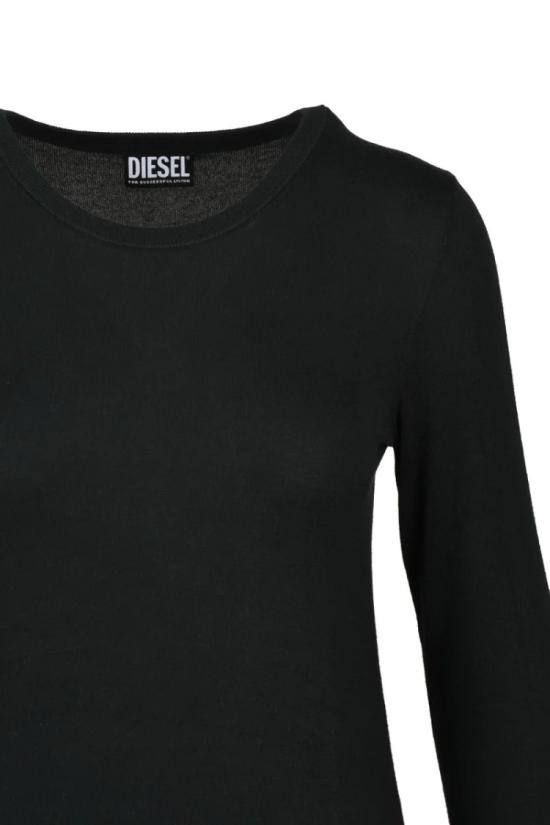  디젤 스웨터 검정색 면 남성용 크루넥 스웨터 - DIESEL