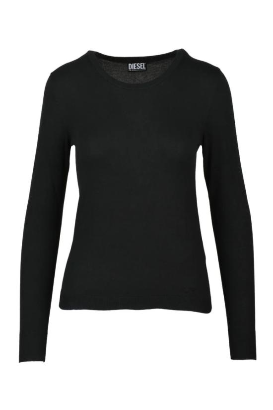  디젤 니트웨어 검정색 면 남성용 크루넥 스웨터