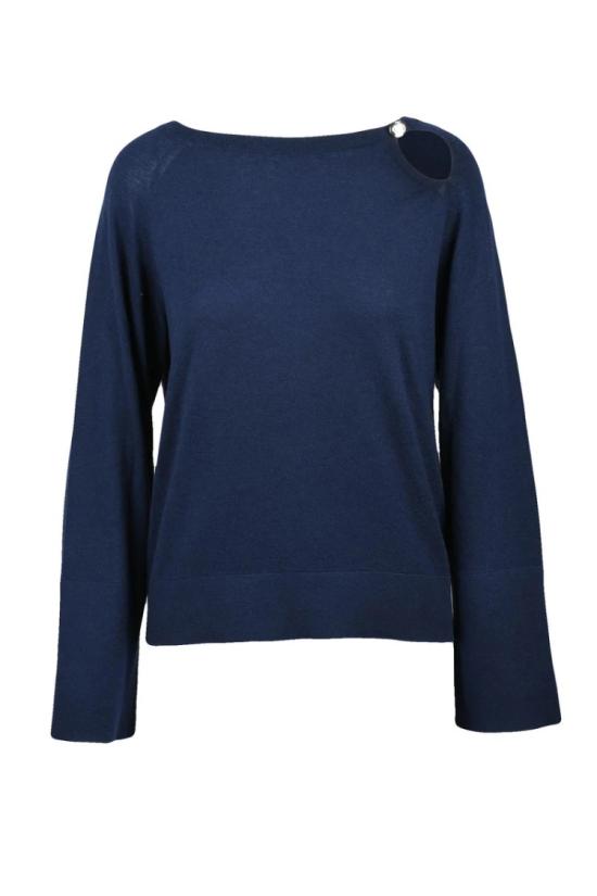 25SS 리우조 니트웨어 블루 여성용 버진 울 캐시미어 스웨터