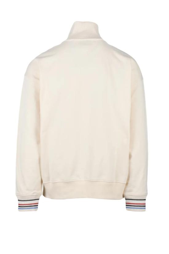 25SS 타미힐피거 탑 크림색 면 남성용 지퍼넥 스웨트셔츠 - TOMMY HILFIGER