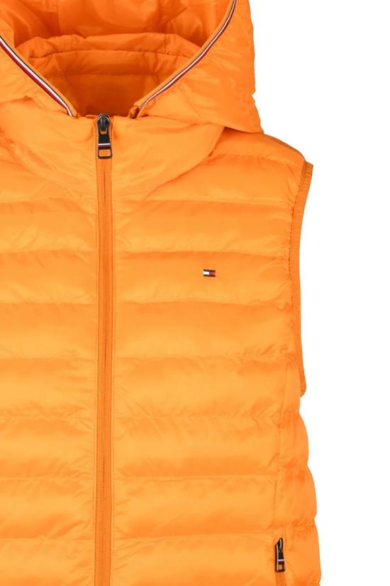  타미힐피거 패딩 조끼 오렌지색 폴리에스터 여성용 패딩 조끼 - TOMMY HILFIGER