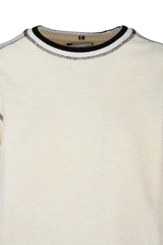  타미힐피거 긴팔 티셔츠 크림색 면 크롭 스웨트셔츠 - TOMMY HILFIGER
