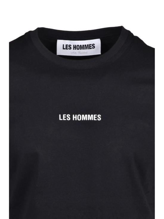 25SS 레스옴므 반팔 티셔츠 검정색 면 엘라스테인 남성용 티셔츠 - LES HOMMES