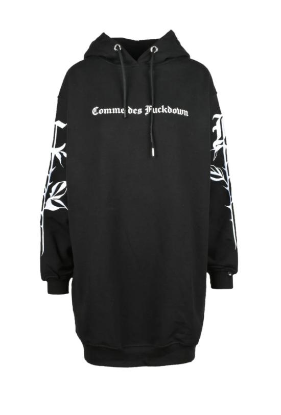  Comme Des Fuckdown 후드 티셔츠 블랙 코튼 스웨트셔츠