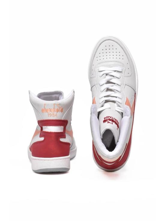  디아도라 헤리티지 스니커즈 회색/빨간색 가죽 Mi 바스켓 - DIADORA HERITAGE