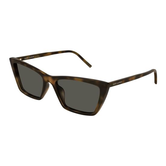 25FW 생로랑 선글라스 SL 737 마이카 씬 앵귤러 토터스쉘 캣아이 - SAINT LAURENT