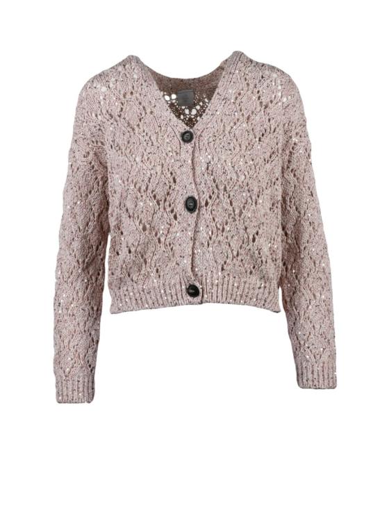 25SS 일레븐티 니트웨어 핑크색 면 폴리아미드 폴리에스터 소재의 반팔 가디건