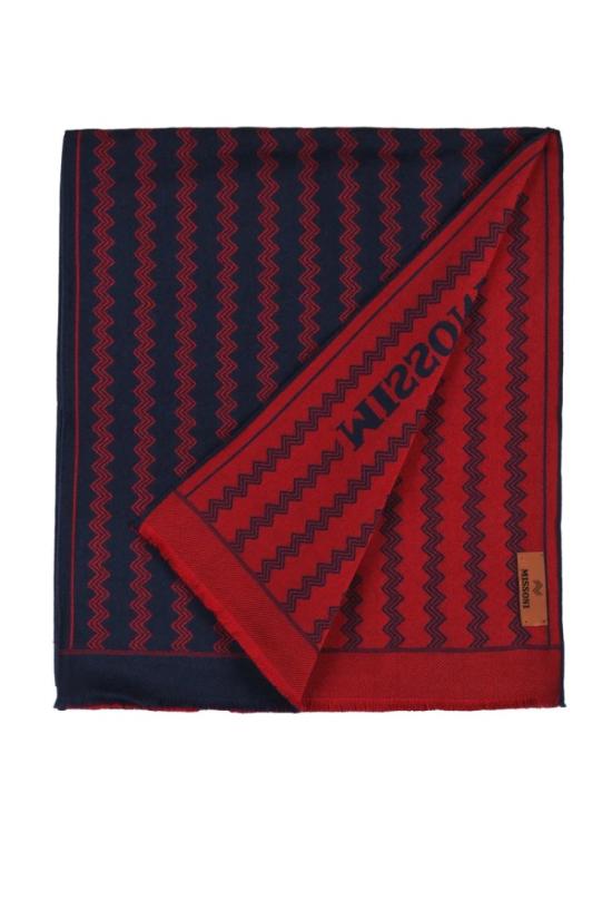  미소니 머플러/스카프 파란색과 빨간색이 섞인 울 스카프 - MISSONI