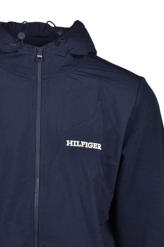  타미힐피거 탑 파란색 면 폴리에스터 엘라스테인 남성용 지퍼업 스웨트셔츠 - TOMMY HILFIGER