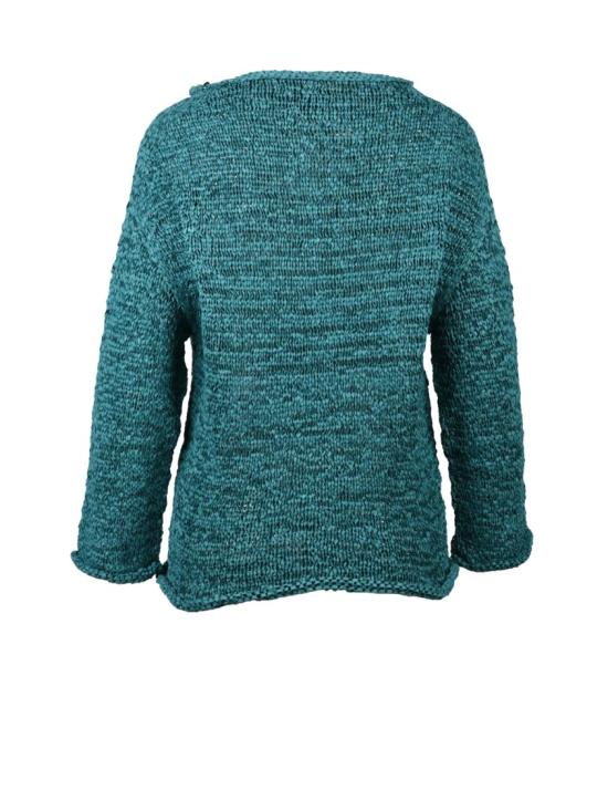 25SS 알파스튜디오 니트웨어 녹색 폴리에스터 폴리아미드 브레이드 리본 보트 스웨터 - ALPHA STUDIO