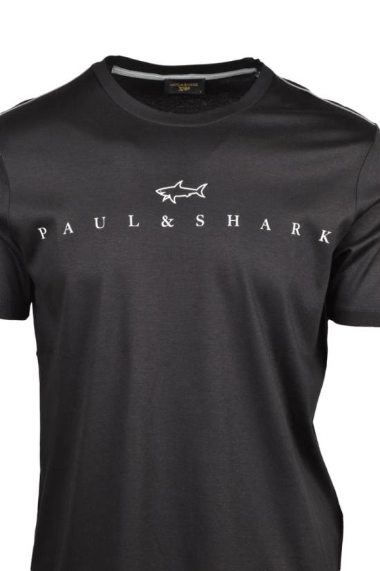 25SS 폴앤샤크 반팔 티셔츠 검정색 면 라이오셀 티셔츠 - PAUL & SHARK