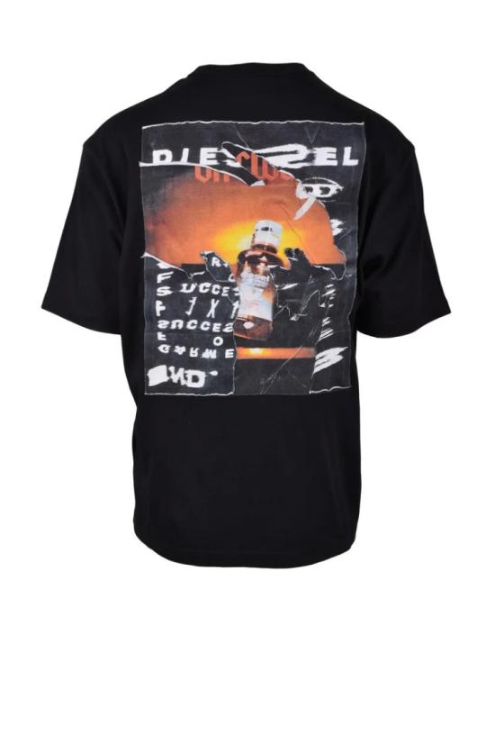  디젤 반팔 티셔츠 검정색 면 티셔츠 - DIESEL