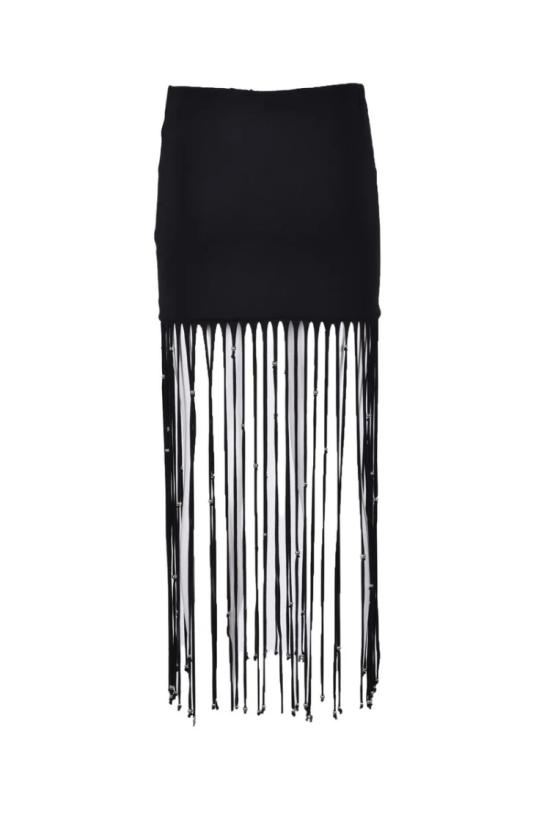  로테이트 바이 크리스텐슨 스커트 블랙 코튼 모달 - ROTATE BY BIRGERCHRISTENSEN