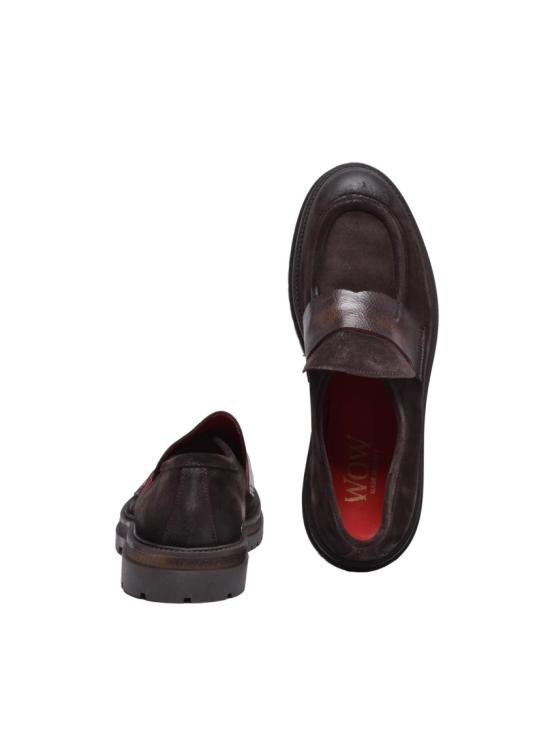  Wow Made In Italy 로퍼 갈색 스웨이드 가죽 고무 남성용 - OTHER BRANDS