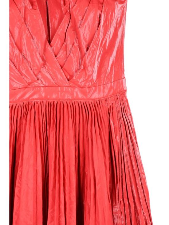25SS 엘리자베타프랜치 미디 원피스 레드 비스코스 폴리에스터 코튼 메탈릭 여성 롱 드레스 - ELISABETTA FRANCHI