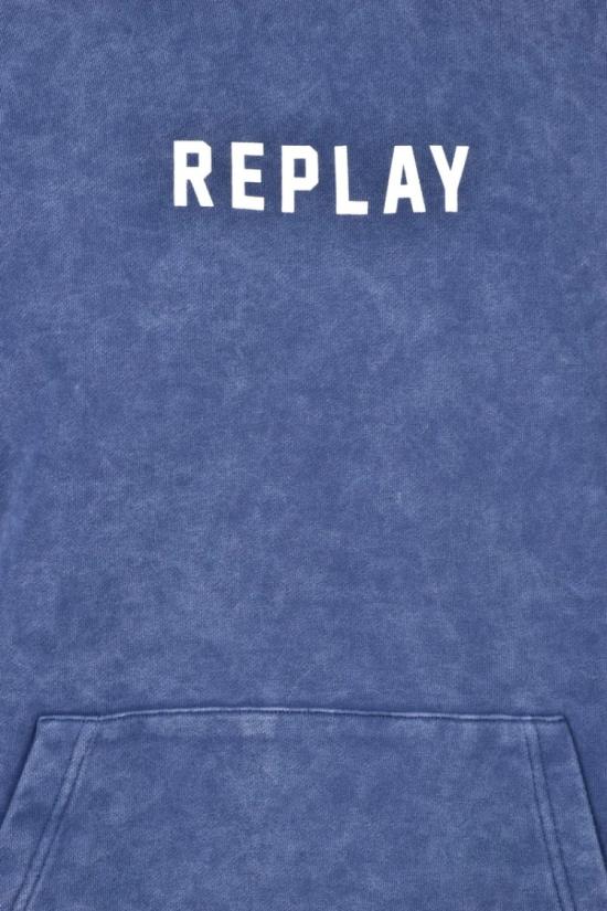  리플레이 후드 티셔츠 파란색 남성용 면 후드티 - REPLAY