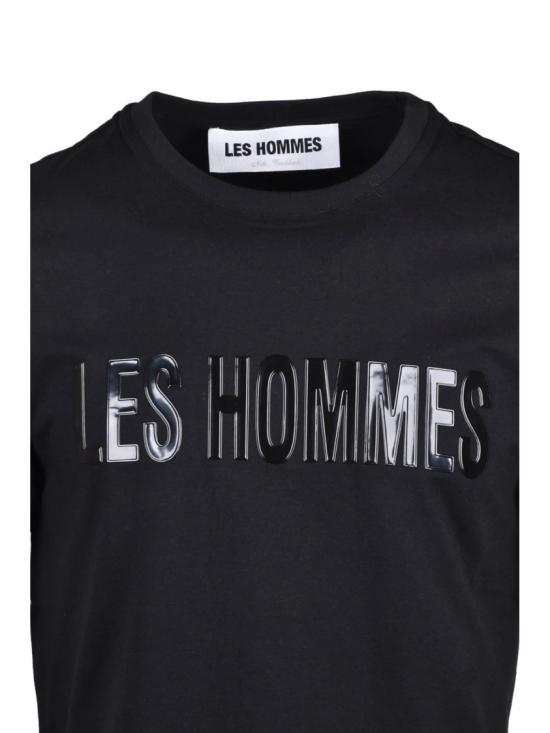 25SS 레스옴므 반팔 티셔츠 검정색 면 엘라스테인 남성용 티셔츠 - LES HOMMES