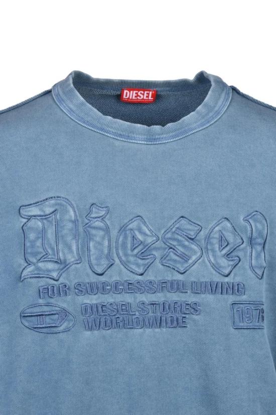  디젤 탑 파란색 면 소재 남성용 입체 로고 스웨트셔츠 - DIESEL