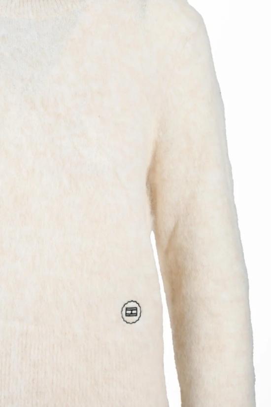  타미힐피거 니트웨어 화이트 알파카 울 폴리아미드 엘라스테인 여성 스웨터 - TOMMY HILFIGER