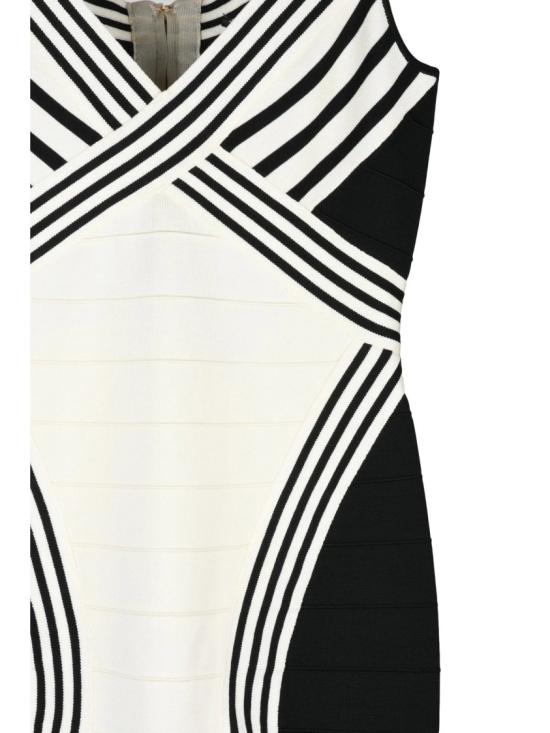 25SS 엘리자베타프랜치 미디 원피스 화이트/블랙 비스코스 폴리아미드 여성 니트 미디 드레스 - ELISABETTA FRANCHI