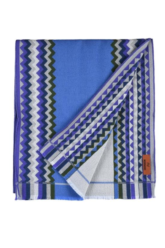  미소니 머플러/스카프 하늘색과 보라색이 섞인 울 스카프 - MISSONI
