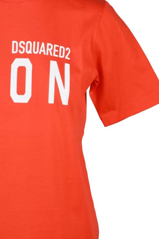 25SS 디스퀘어드2 반팔 티셔츠 오렌지색 여성용 면 티셔츠 - DSQUARED2