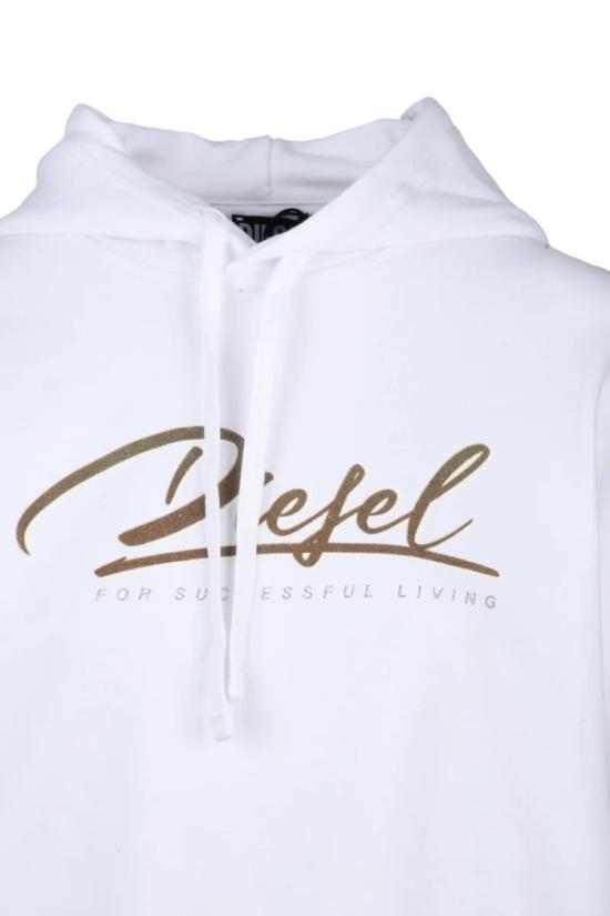  디젤 후드 티셔츠 화이트 코튼 여성용 크롭 스웨트셔츠 - DIESEL