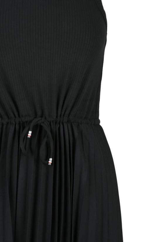  타미힐피거 롱 원피스 블랙 코튼 비스코스 엘라스테인 여성 롱 드레스 - TOMMY HILFIGER