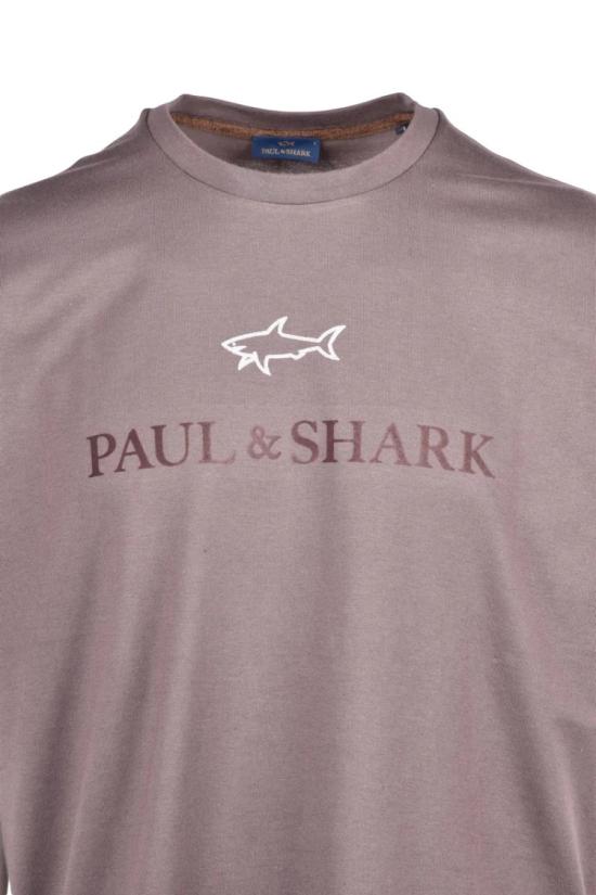 25SS 폴앤샤크 반팔 티셔츠 갈색 면 남성용 티셔츠 - PAUL & SHARK