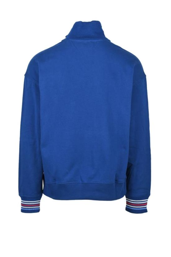  타미힐피거 긴팔 티셔츠 로얄 블루 코튼 지퍼넥 스웨트셔츠 - TOMMY HILFIGER