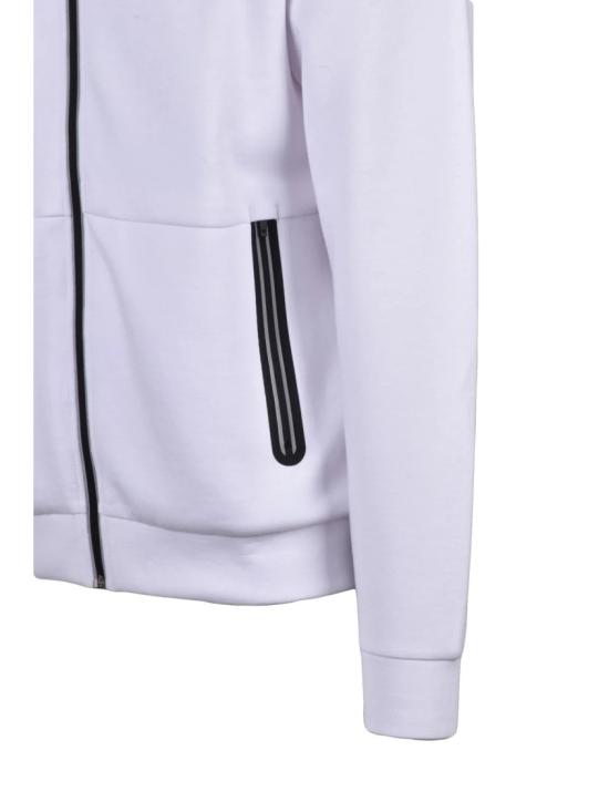 25SS 엠포리오 아르마니 탑 화이트 코튼 비스코스 엘라스테인 지퍼 스웨트셔츠 - EMPORIO ARMANI
